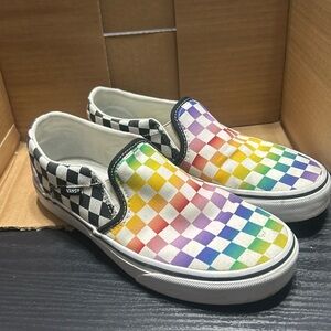 Rainbow vans slip ons